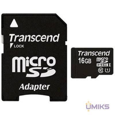 Карта памяти Transcend 16Gb microSDHC UHS-I (TS16GUSDU1)